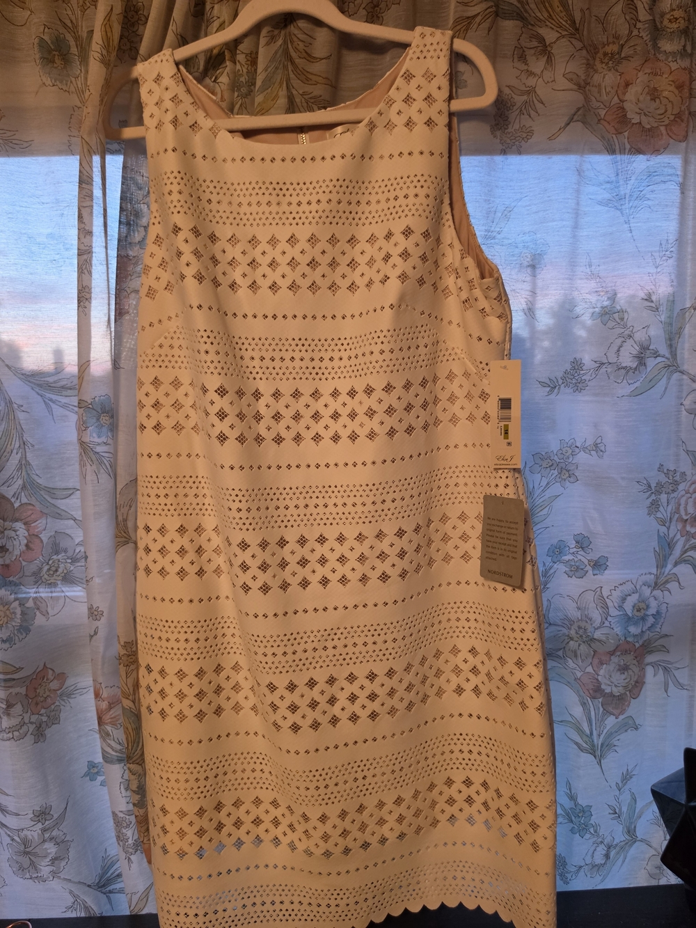 Eliza J Cream Eyelet Sleeveless Shift Dress